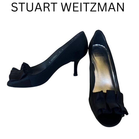STUART WEITZMAN GigiRitz Satin Ruffle Heels - Picture 1 of 6
